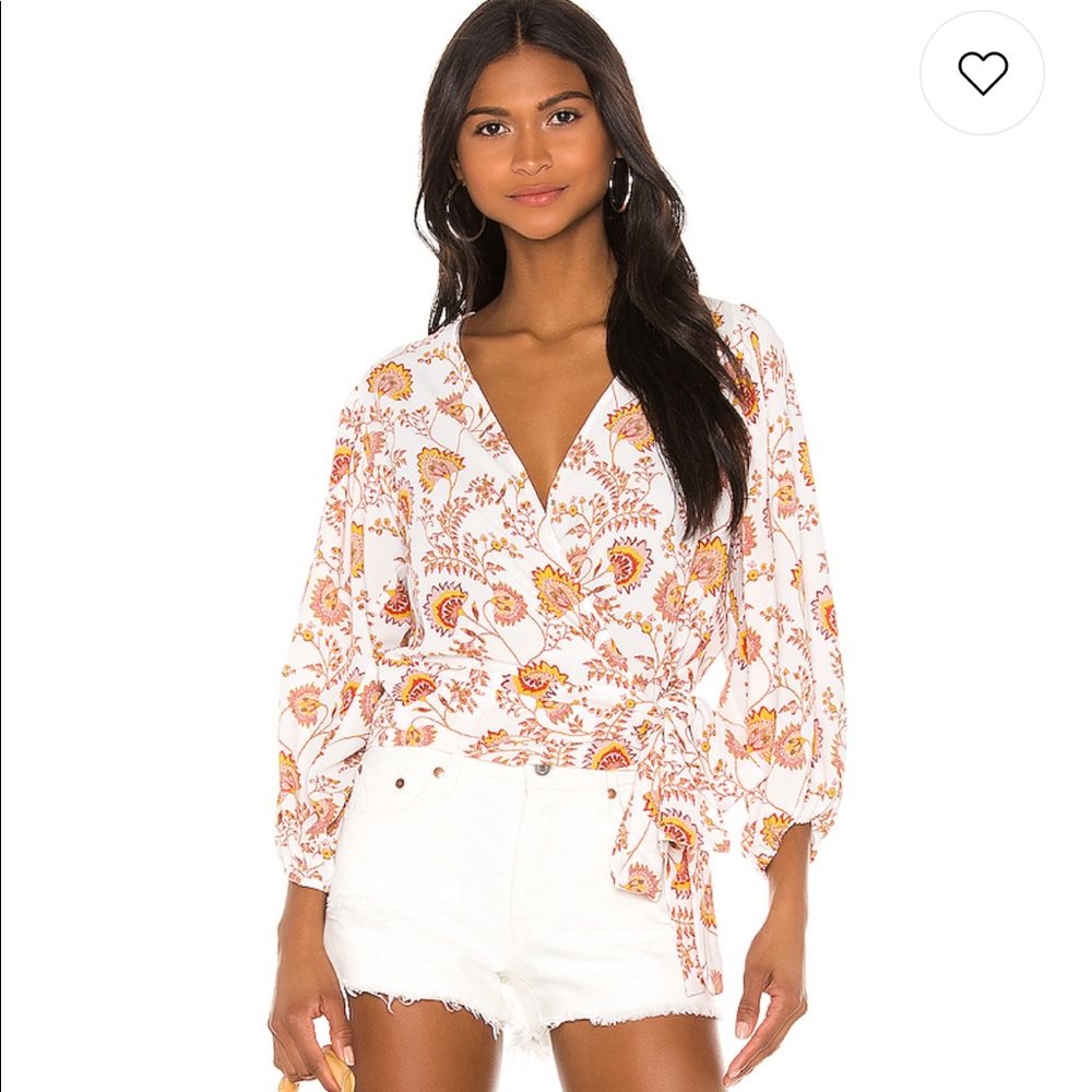 1.State Wrap front petal leaf garden blouse XS